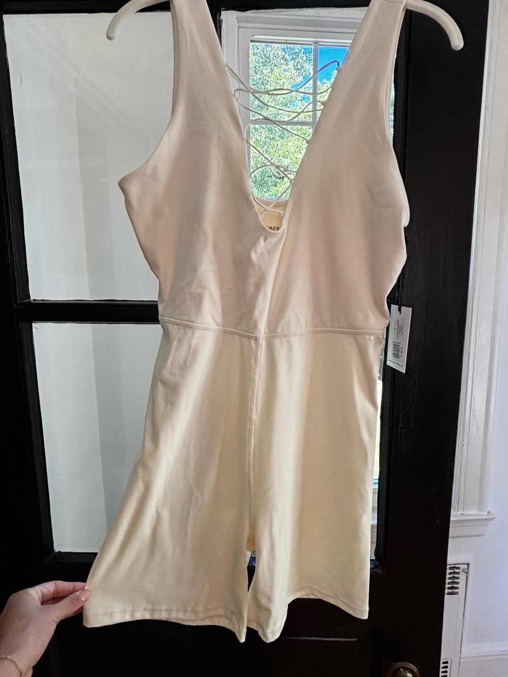 Cream Lace-Back Romper